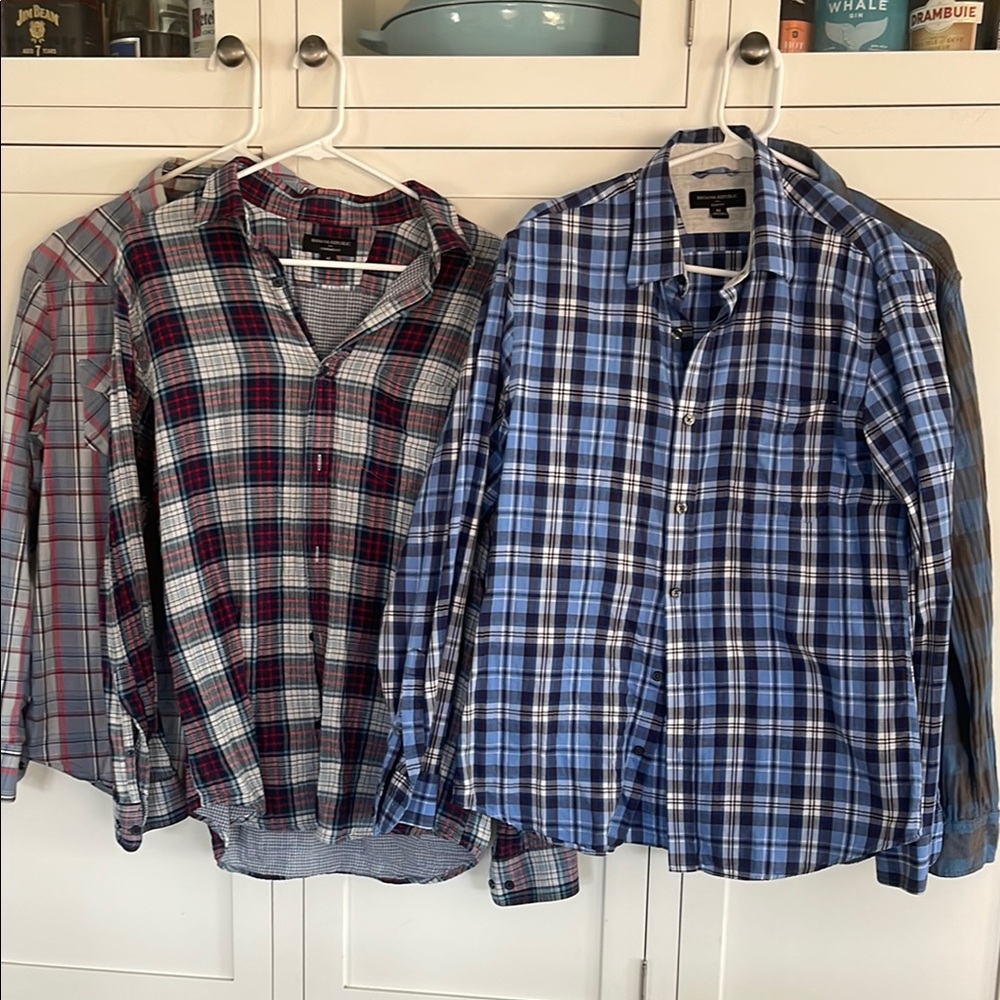 Men's lot of Banana Republic Blue Plaid Shirts, size M